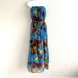 Beata Dirycz Strapless Maxi Dress Womens Medium Colorful Resortwear Beach Vacay